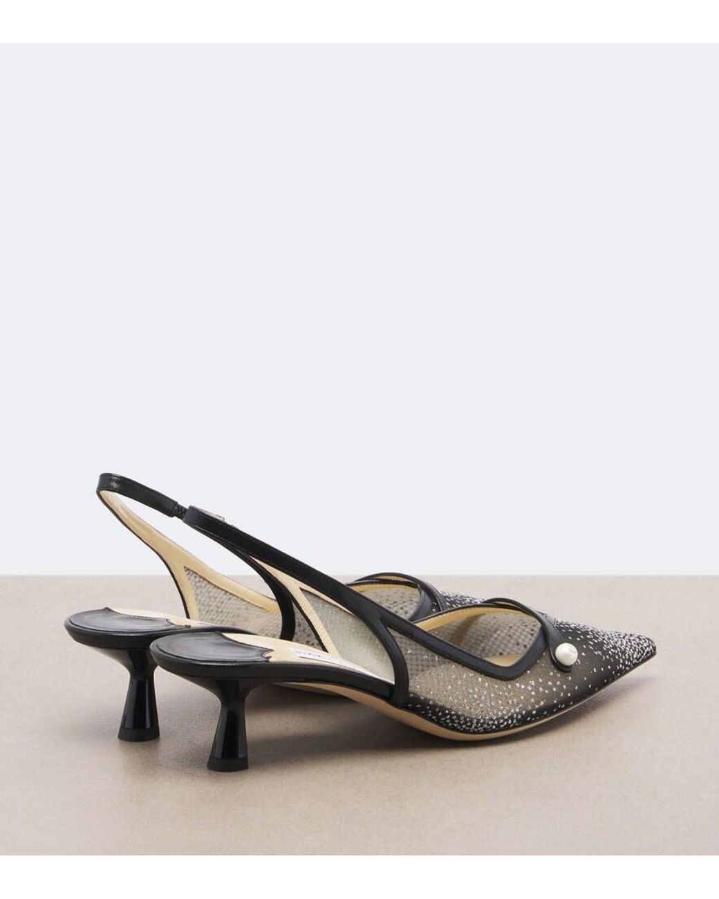 Jimmy Choo Metallic Amita Embellished Mesh Slingback Pumps