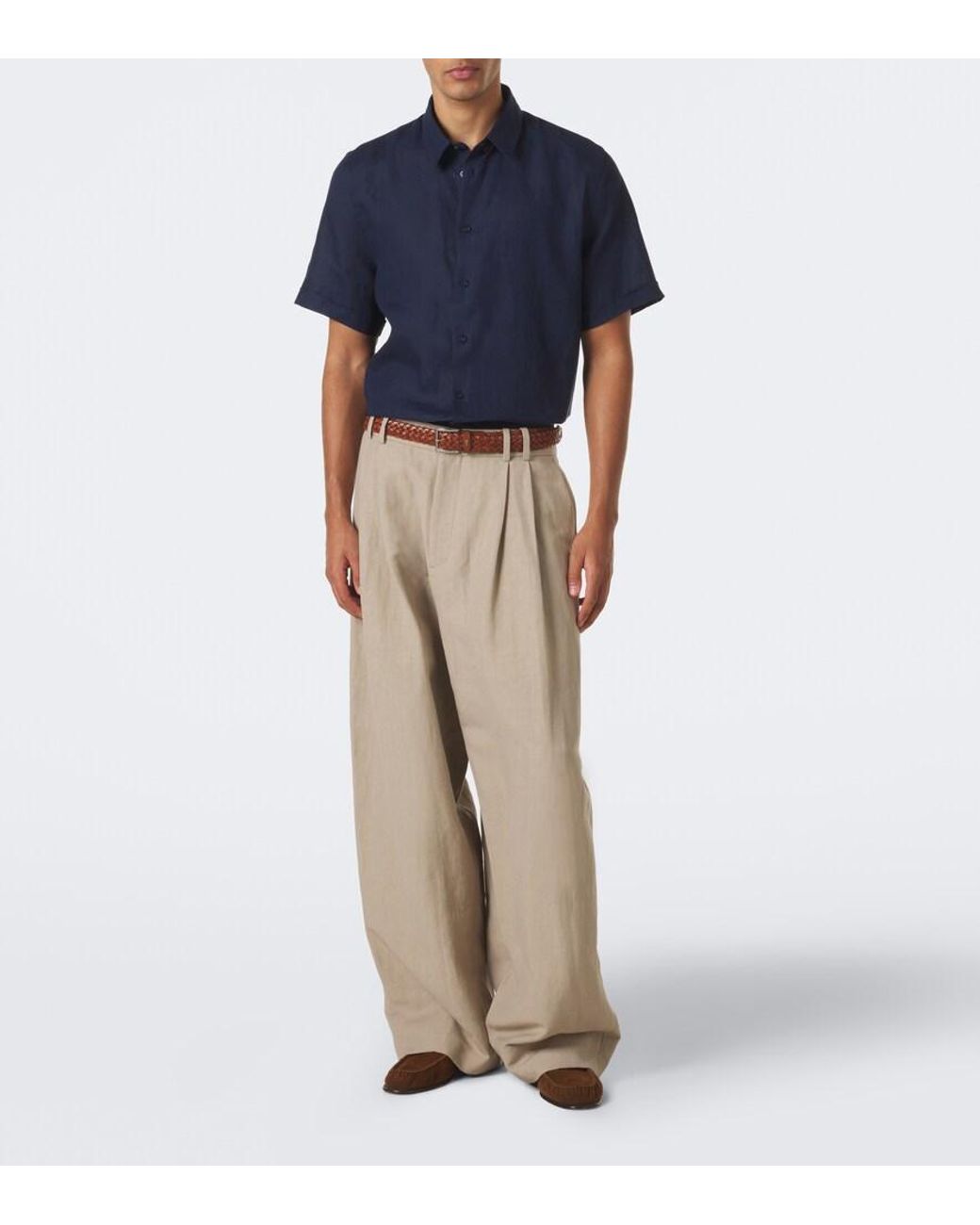 Vilebrequin Blue Courbis Linen Shirt for men