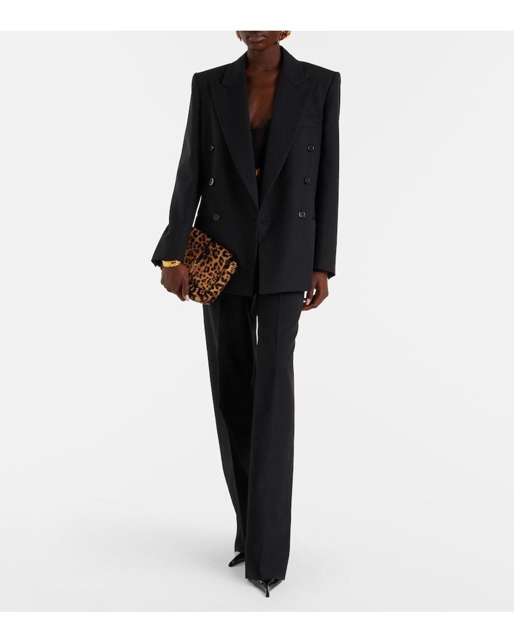 Saint Laurent Black Double-Breasted Wool Blazer