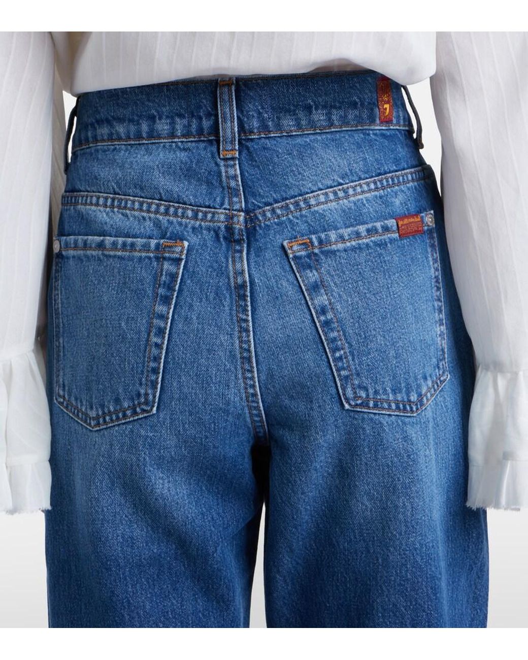 7 For All Mankind Blue Tess Straight Jeans