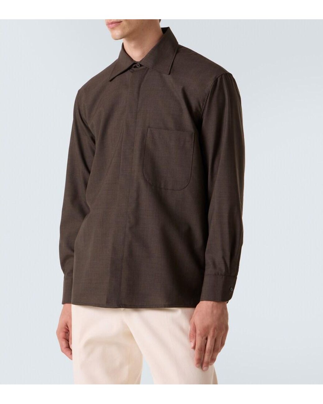 Saman Amel Hemd Aus Wolle in Green für Herren