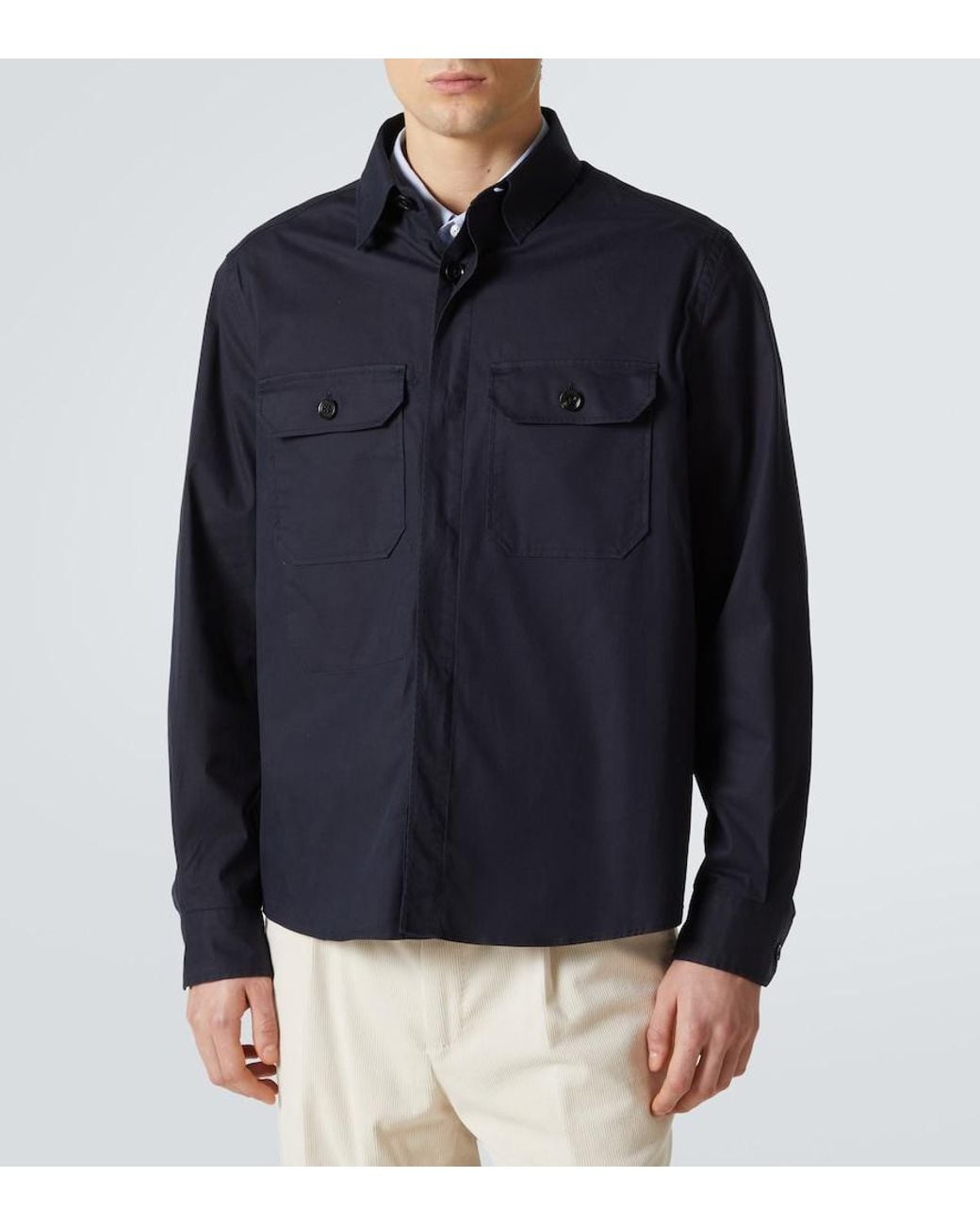 Zegna Blue Cotton-Blend Shirt for men