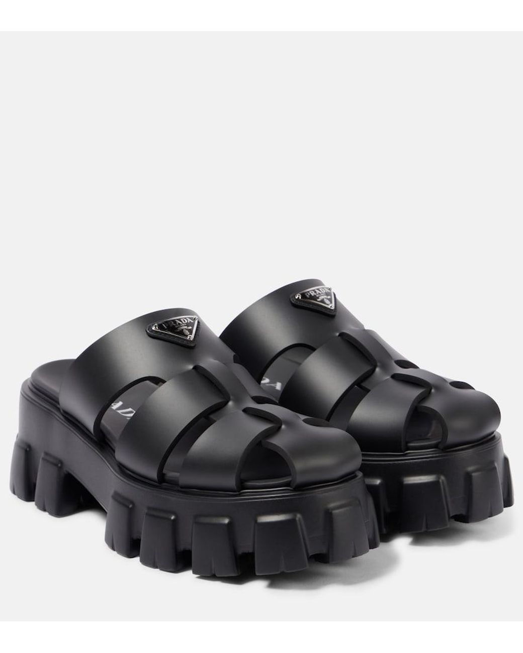 PRADAモノリスサンダルBLACK size/7 Prada 70mm Monolith Caged Rubber Sandals | Black | FARFETCH