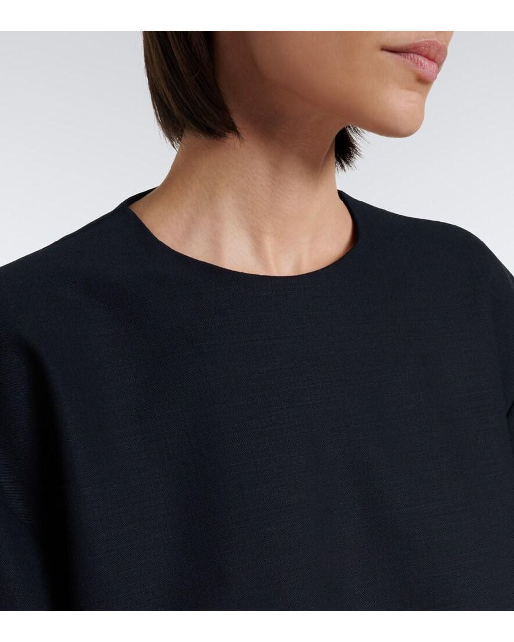 Plan C Black Embellished Wool-Blend Gabardine Minidress