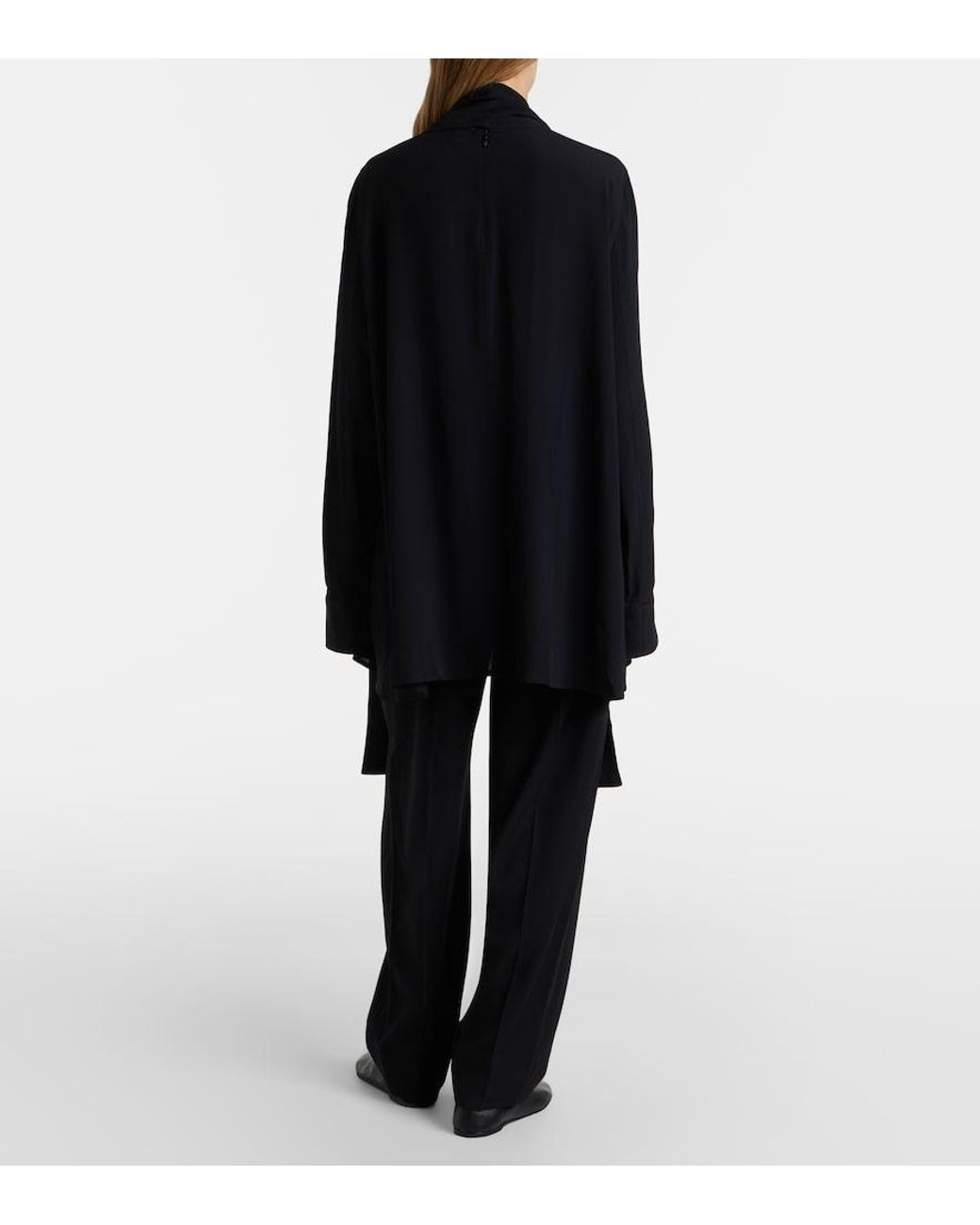 Totême Black Scarf-Detail Blouse