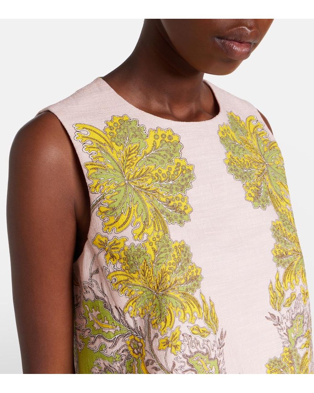 LaDoubleJ Yellow La Scala Feather-Trimmed Cotton Top