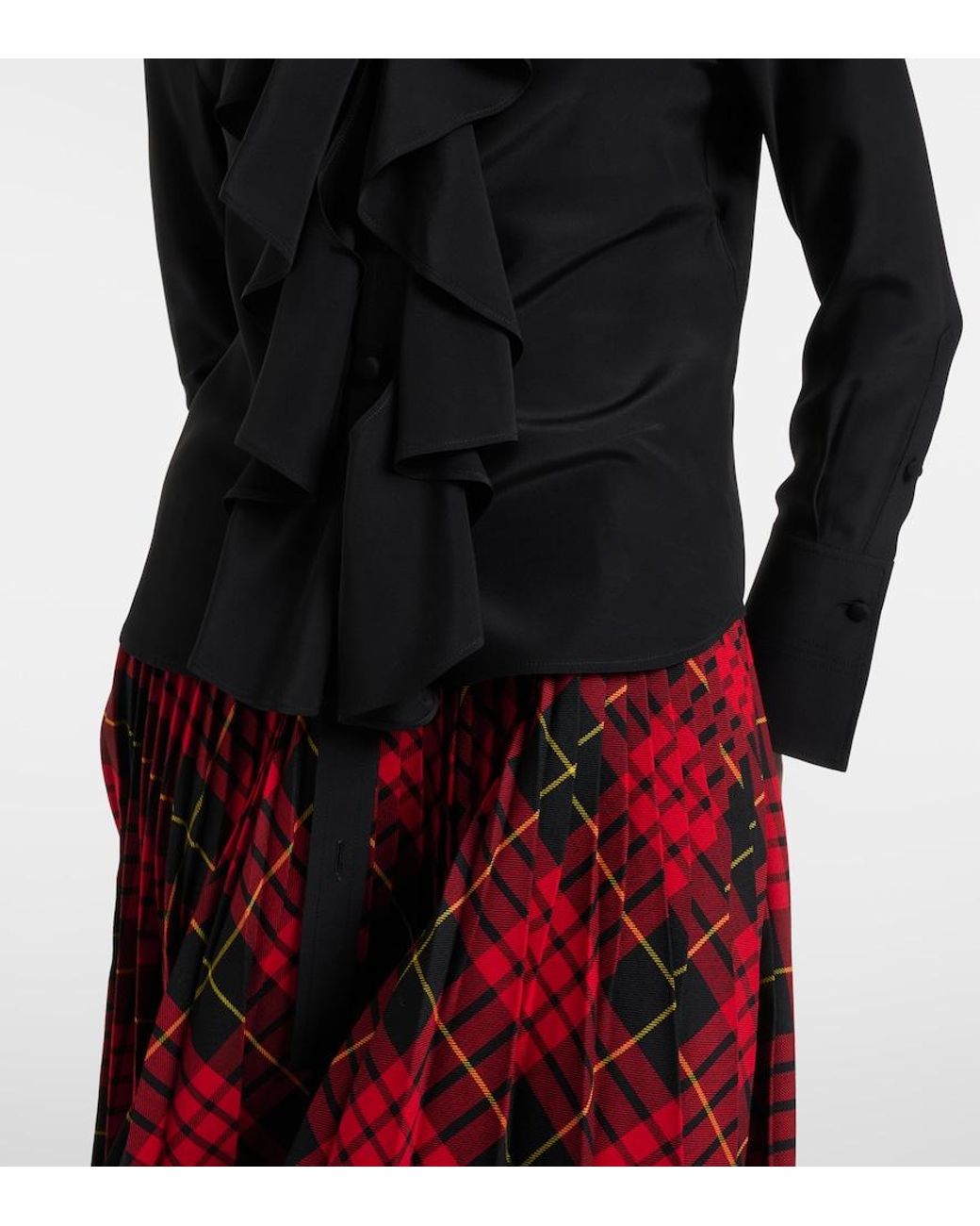 McQueen Black Ruffled Silk Blouse