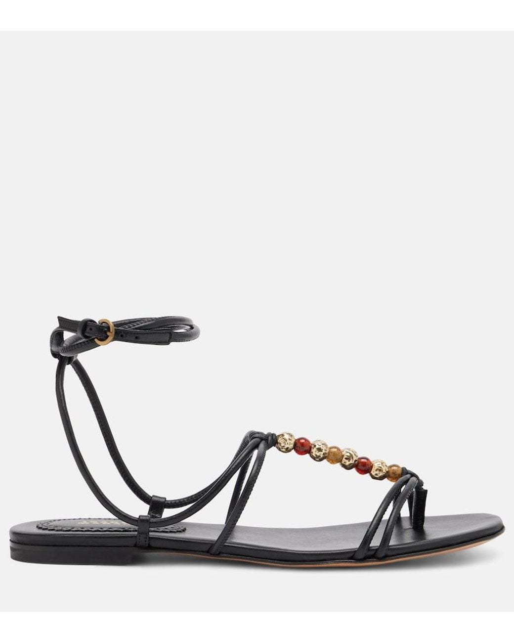 Isabel Marant Black Yctoria Beaded Leather Sandals