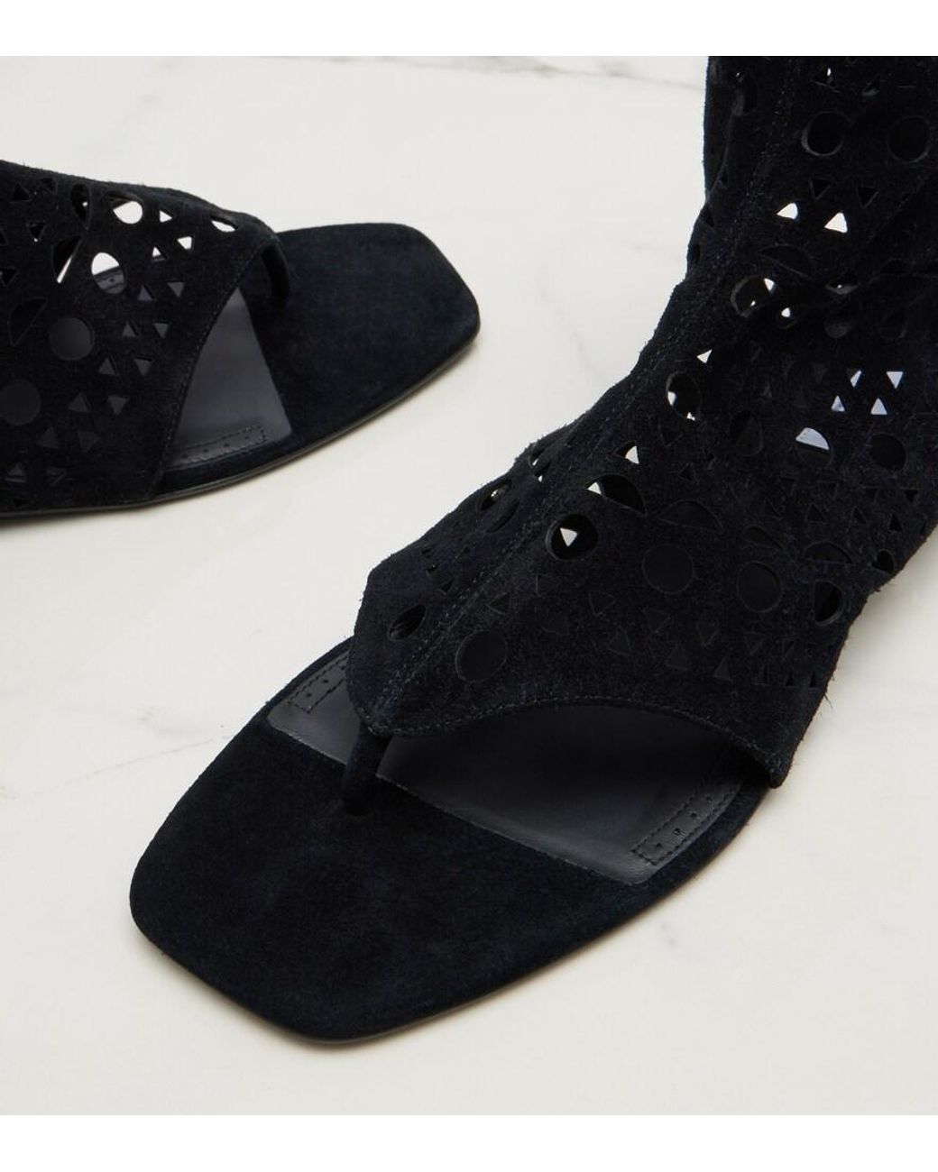 Alaïa Black Neo Vienne Suede Thong Sandals