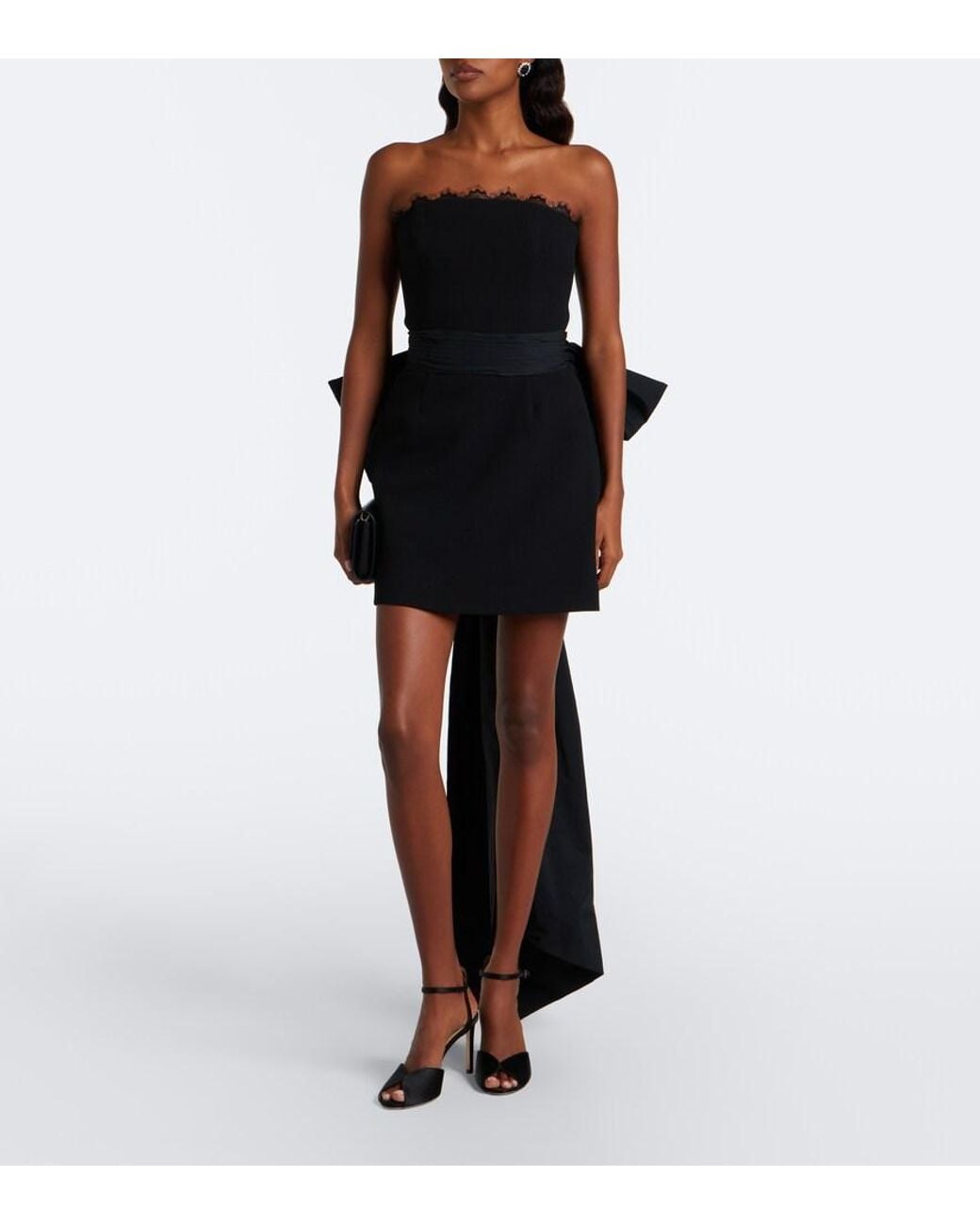 Rebecca Vallance Black Aurelia Bow-Detail Bustier Dress