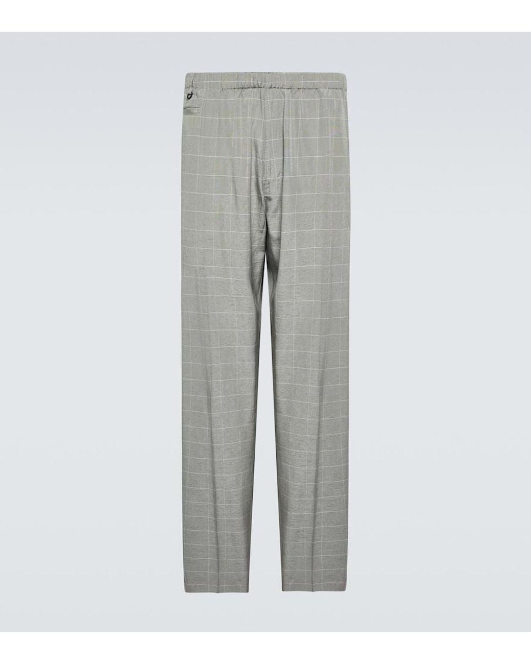 Undercover Gray Checked Silk-Blend Pants for men