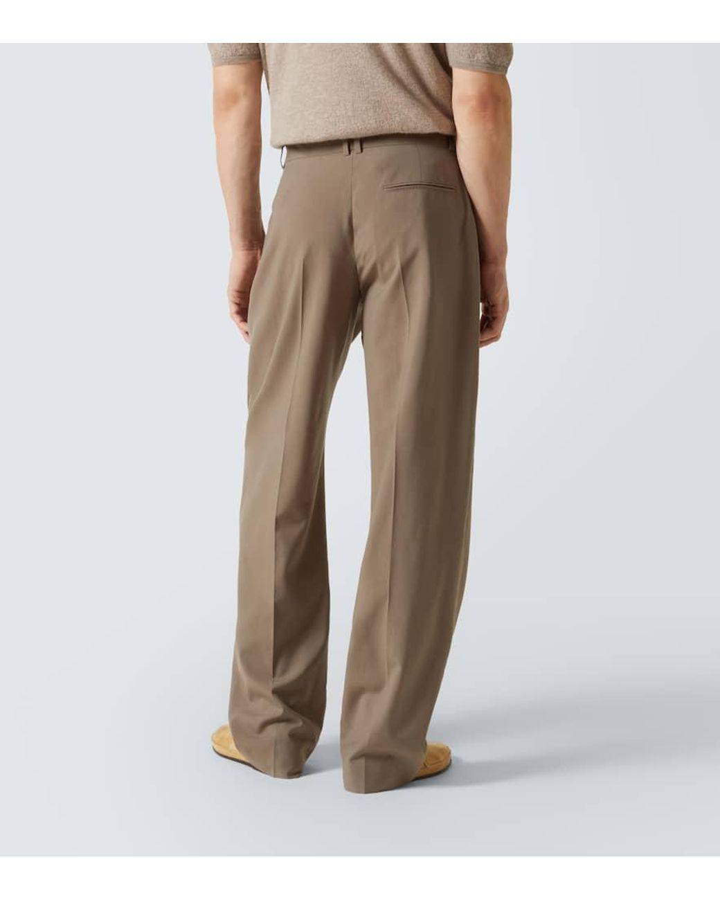 The Row Mikeno Wool Wide-Leg Pants in Natural for Men | Lyst