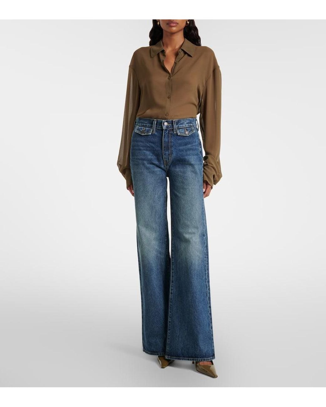 Nili Lotan Blue Edira Wide-Leg Jeans