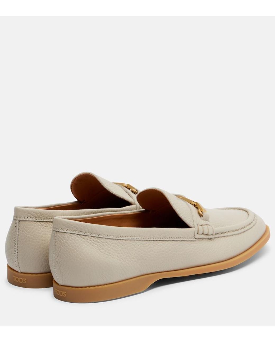 Tod's Natural Embellished Leather Loafers