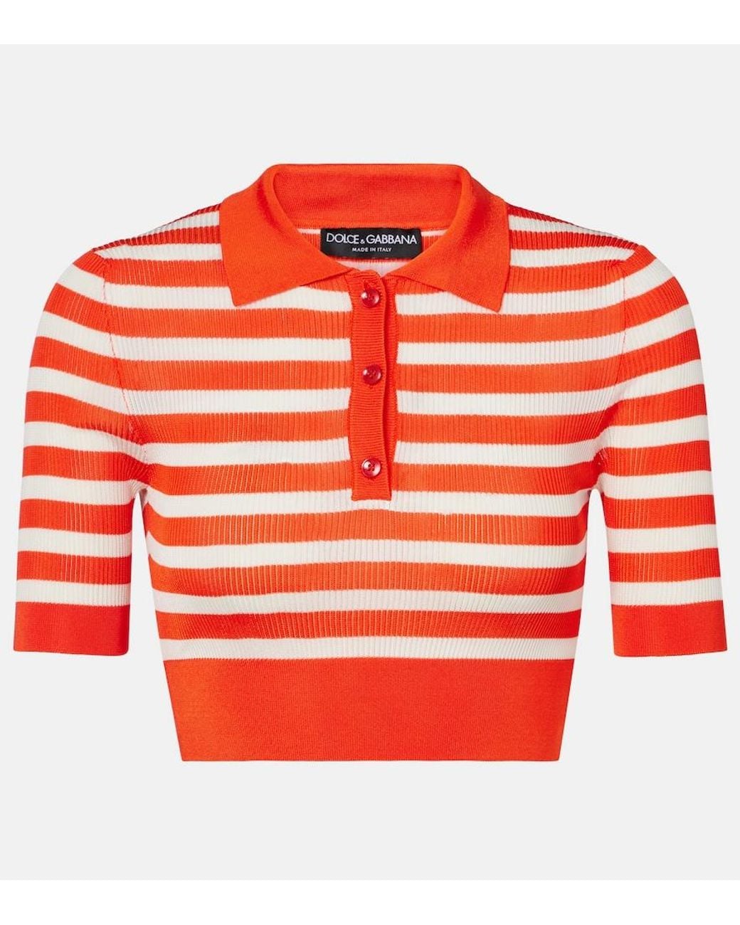 Dolce & Gabbana Orange Striped Polo Shirt