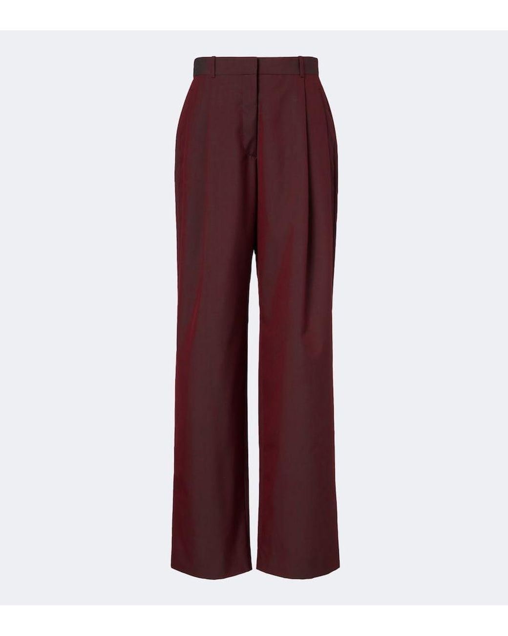 The Row Red Lowe Pleated Virgin Wool Straight Pants