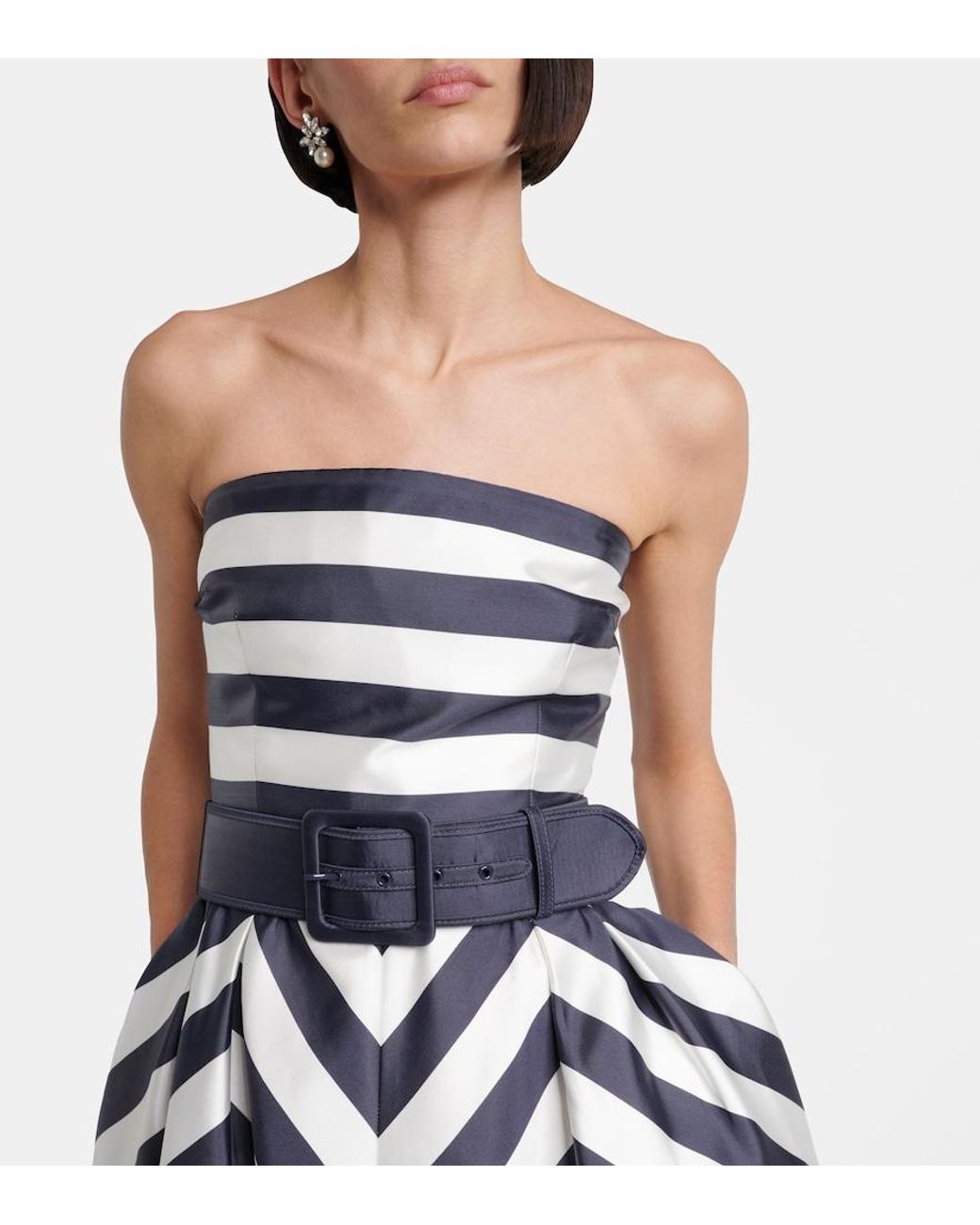 Rebecca Vallance Blue Ariadne Striped Midi Dress