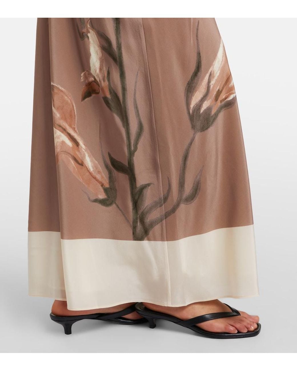 Sir Brown Azaliea Floral Silk Max Dress
