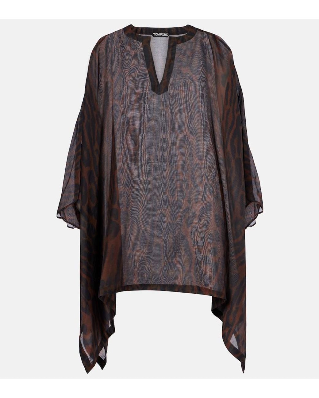 Tom Ford Black Leopard-Print Cotton And Silk Kaftan