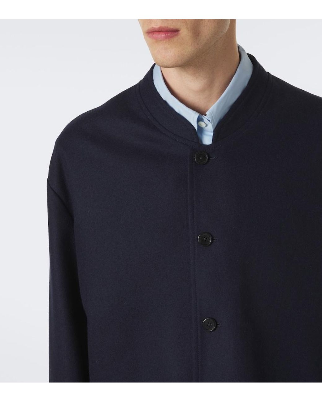 Jil Sander Blue Wool Overshirt for men