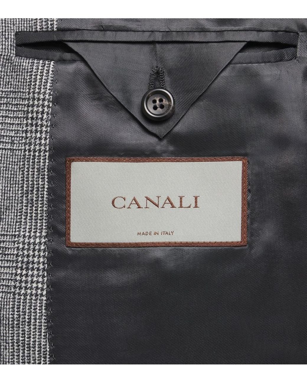 Canali Gray Checked Double-Breasted Wool Suit for men