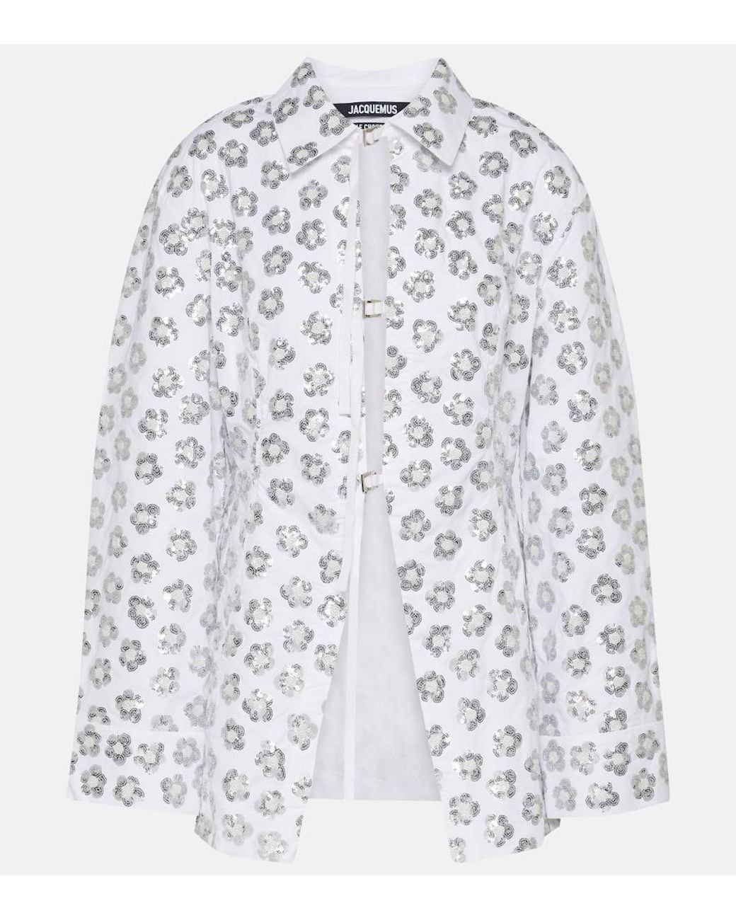 Jacquemus White Lavoir Sequinned Cotton-Blend Shirt