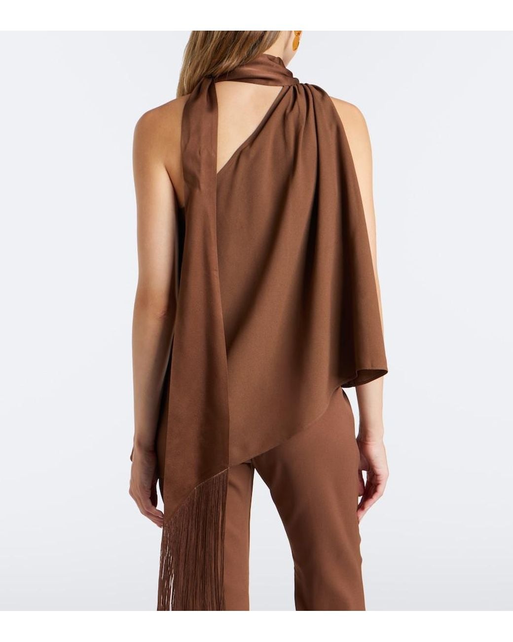 Taller Marmo Brown Astor Scarf-Detail Crepe Cady Top