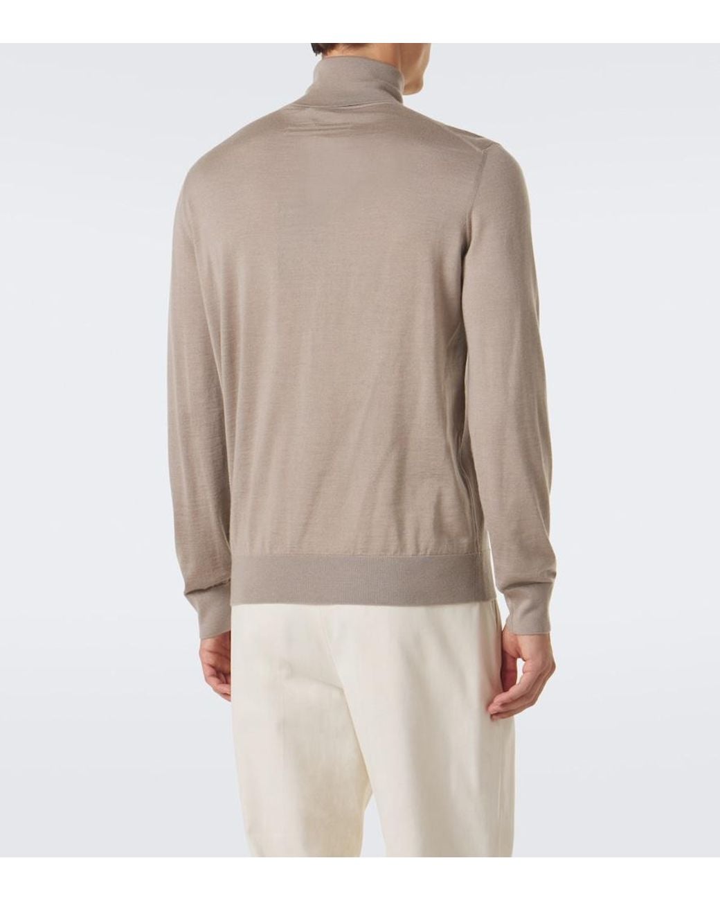 Zegna Natural Cashmere And Silk Turtleneck Sweater for men