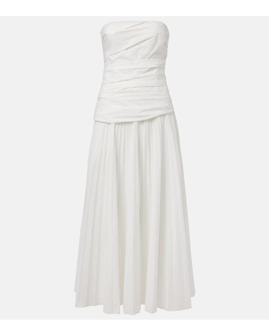 Jonathan Simkhai White Arie Strapless Cotton-Blend Midi Dress
