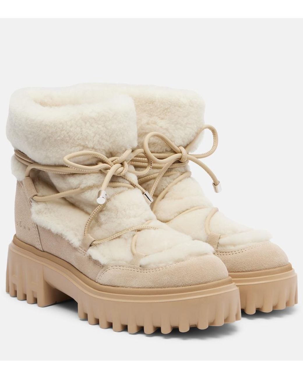 Hogan Natural H700 Shearling-Trimmed Suede Ankle Boots