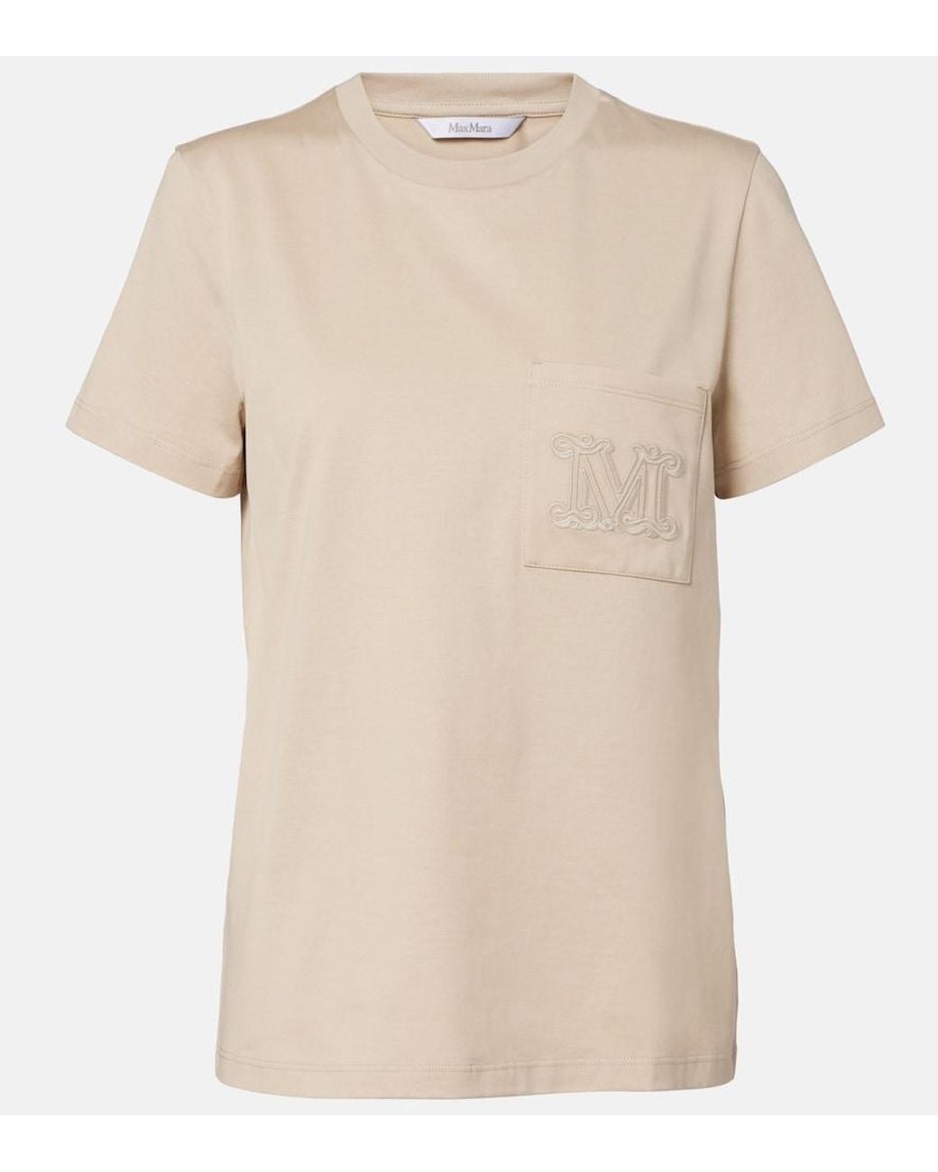 Max Mara Natural Monogram Cotton Jersey T-Shirt