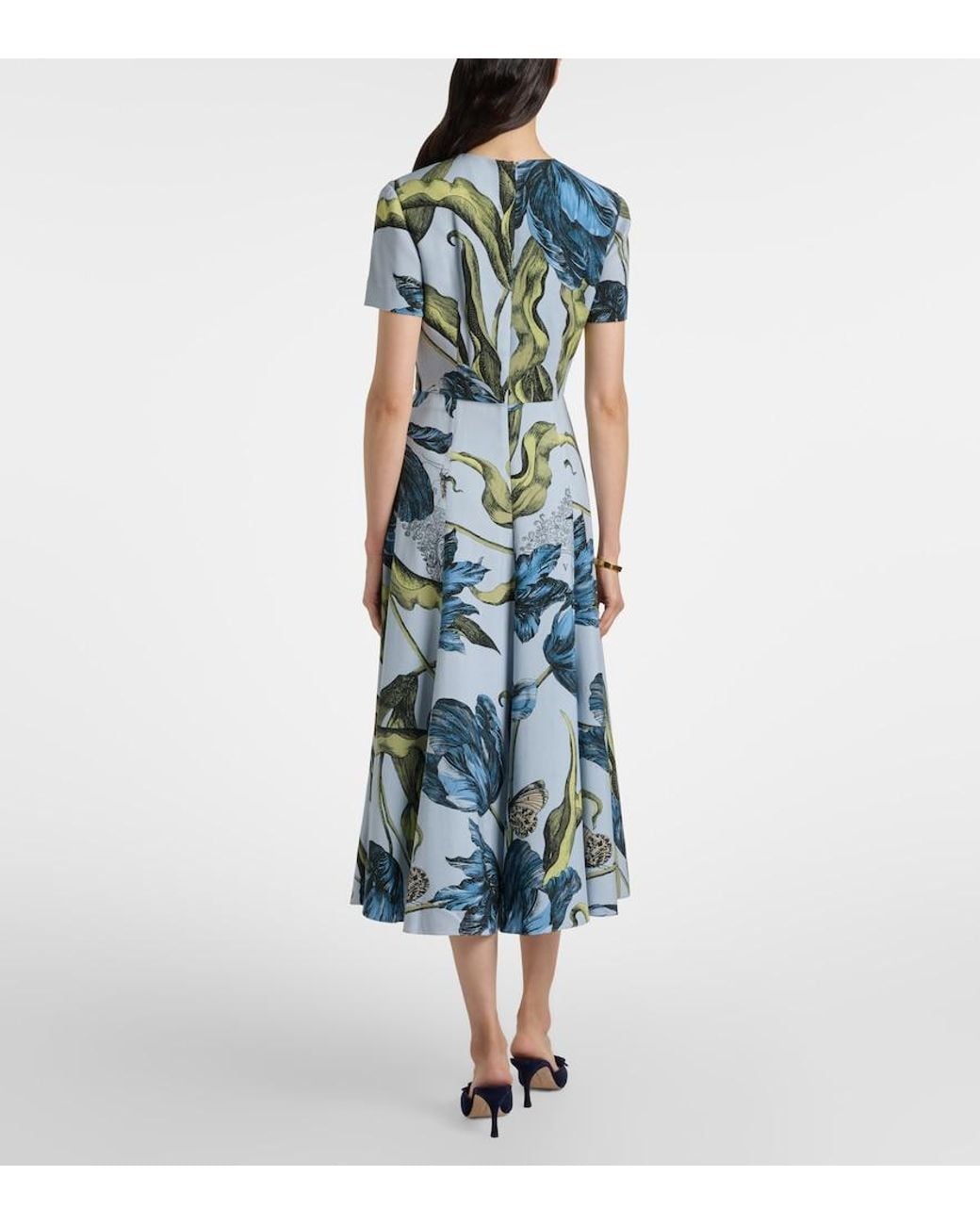 Robe Midi A Fleurs Erdem en coloris Blue