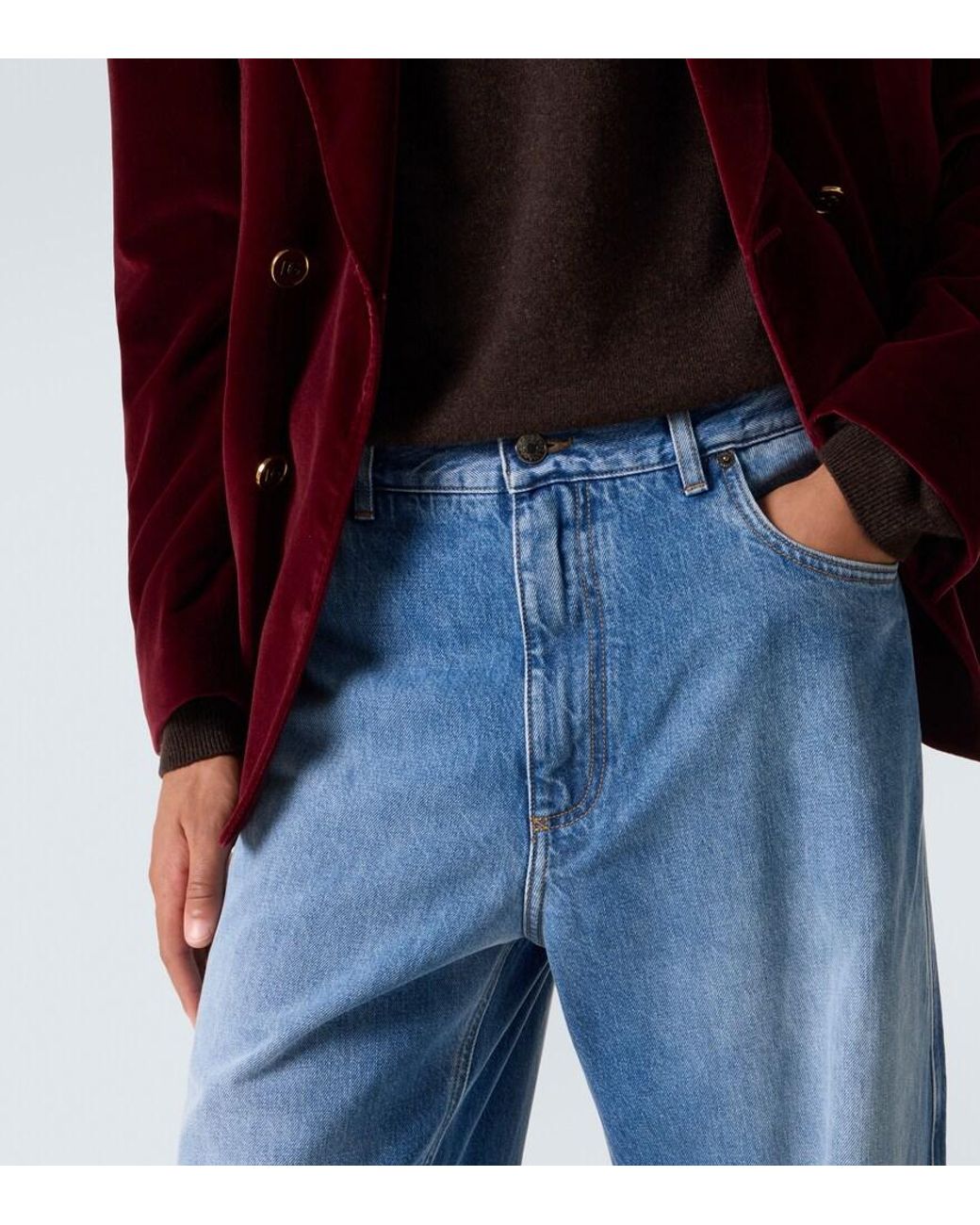 Dolce & Gabbana Blue Mid-Rise Wide-Leg Jeans for men