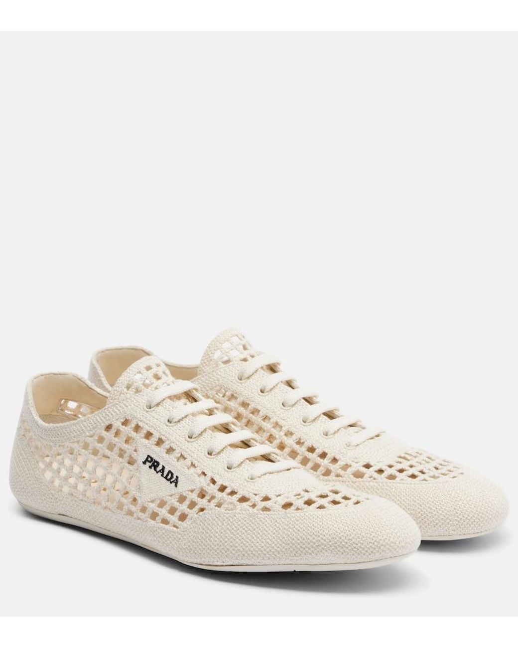 Prada White Collapse Crochet Sneakers