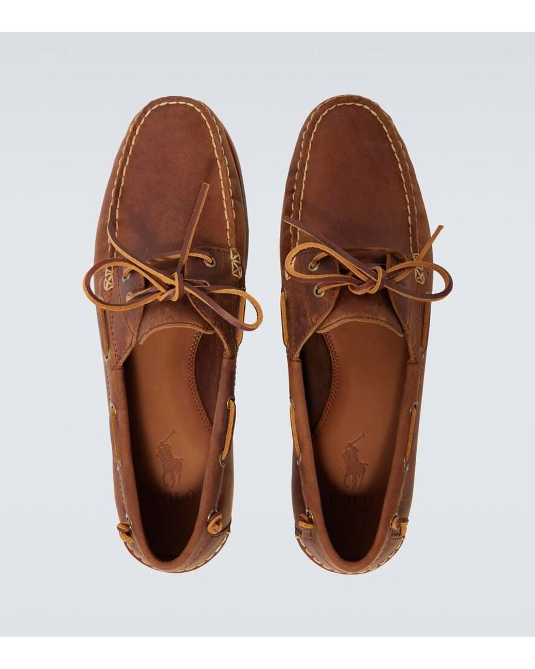 Polo Ralph Lauren Merton Leather Boat Shoes in Brown for Men  display picture 3