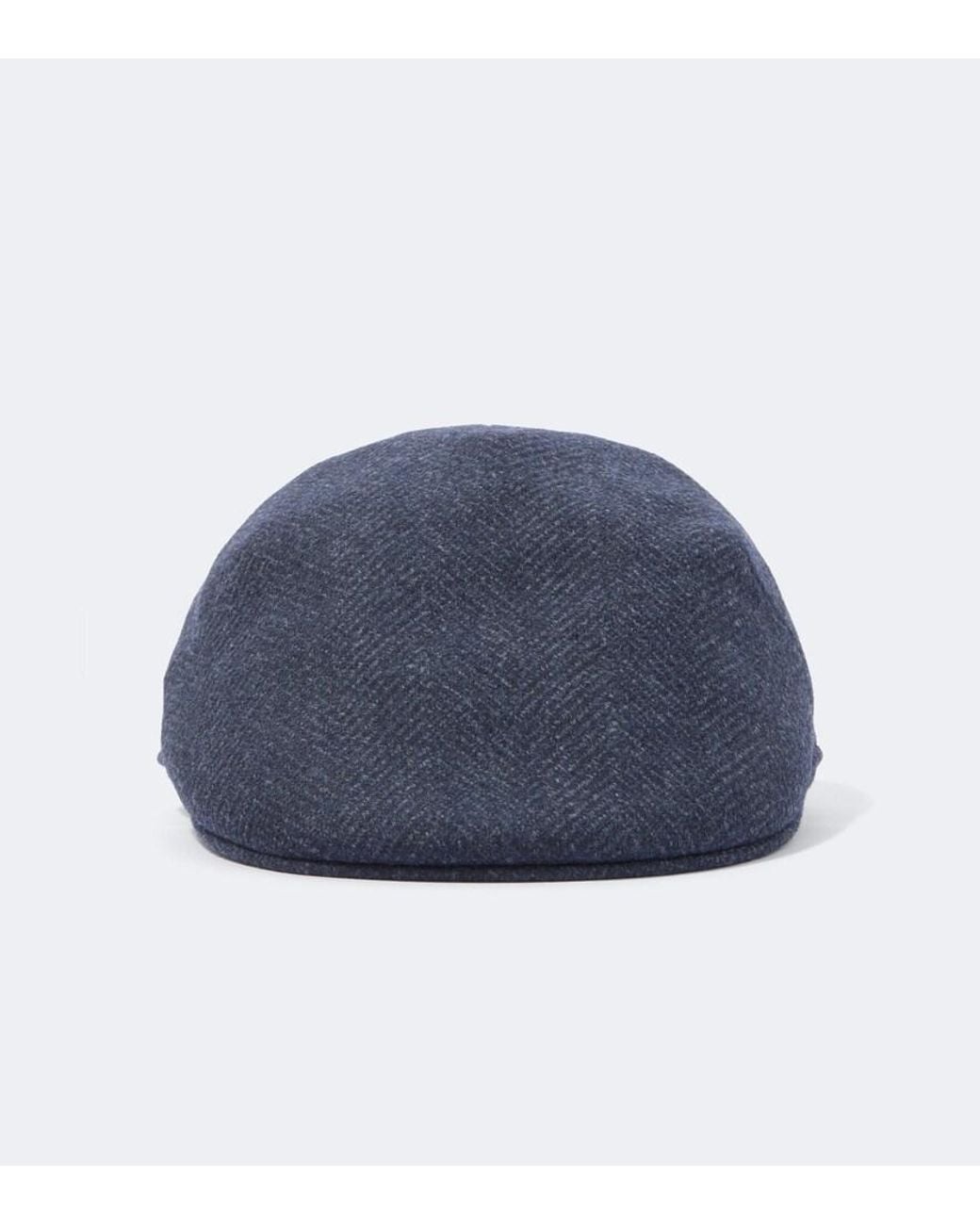 Borsalino Blue Parigi Herringbone Virgin Wool Flat Cap for men