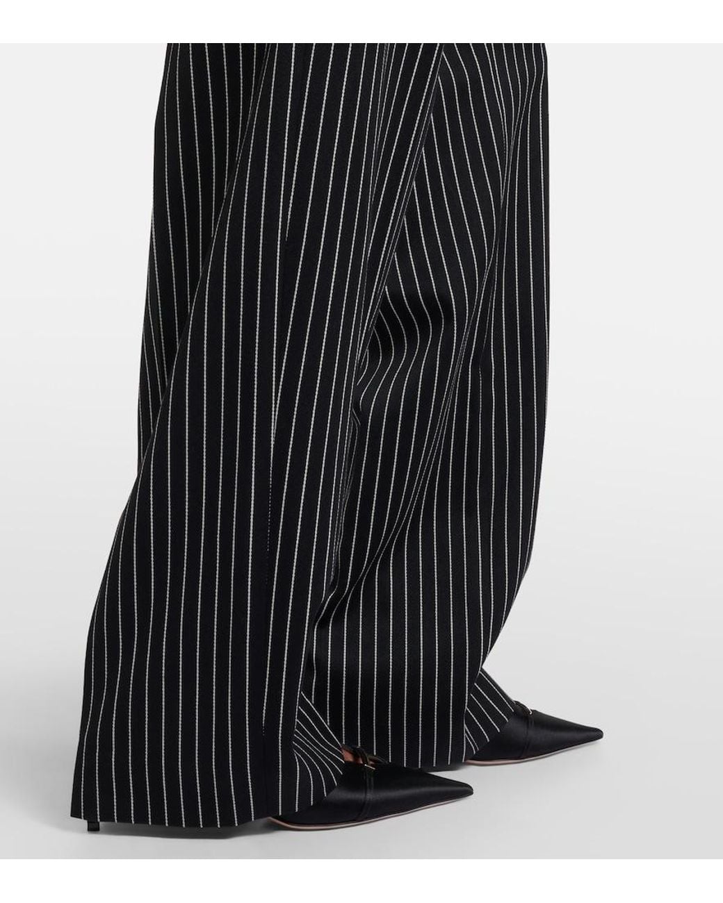 Tom Ford Black Striped Wool And Cotton Straight Pants