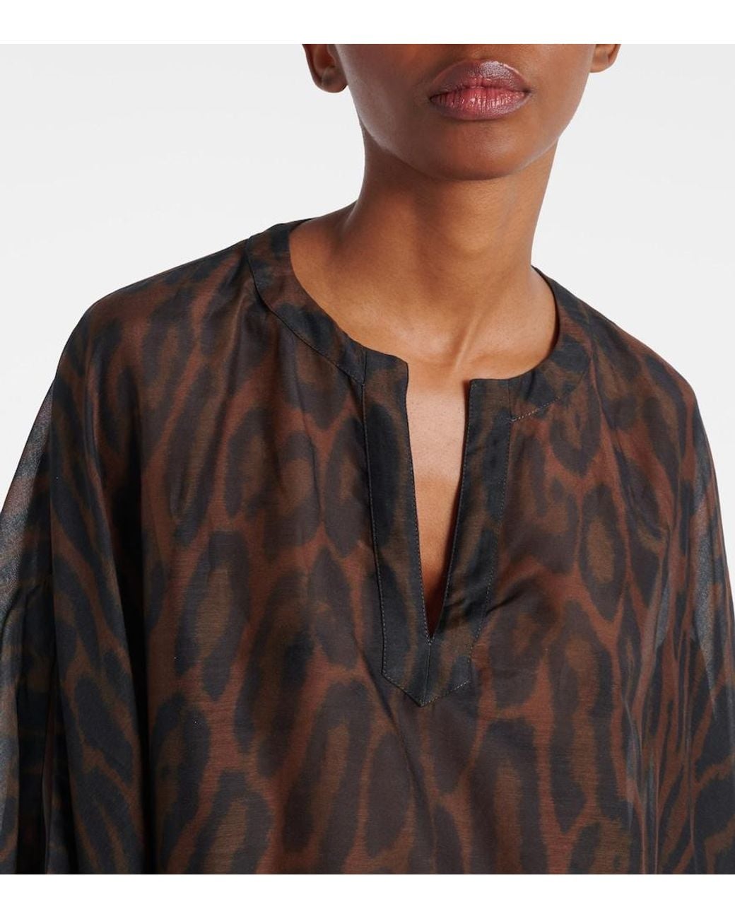 Tom Ford Black Leopard-Print Cotton And Silk Kaftan