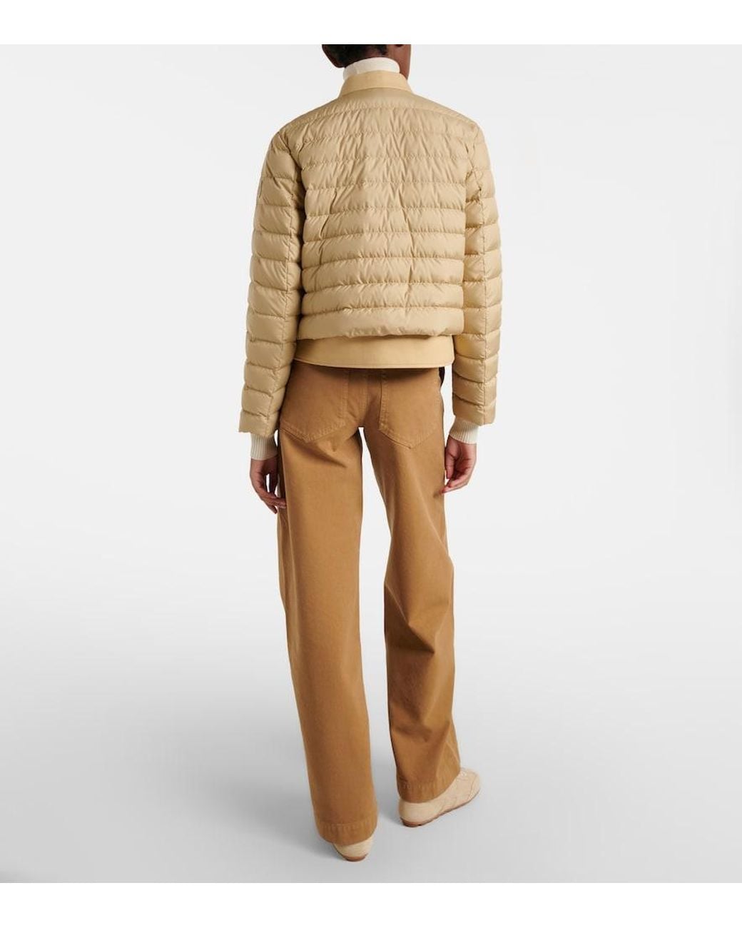 Moncler Natural High-Rise Wide-Leg Pants
