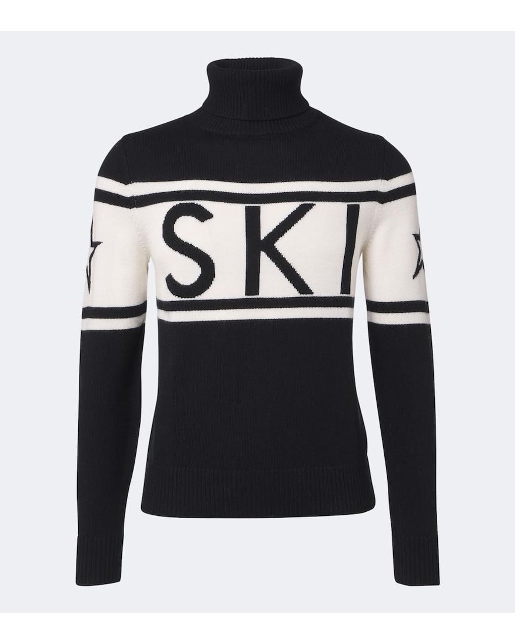Perfect Moment Black Schild Intarsia Wool Turtleneck Sweater for men