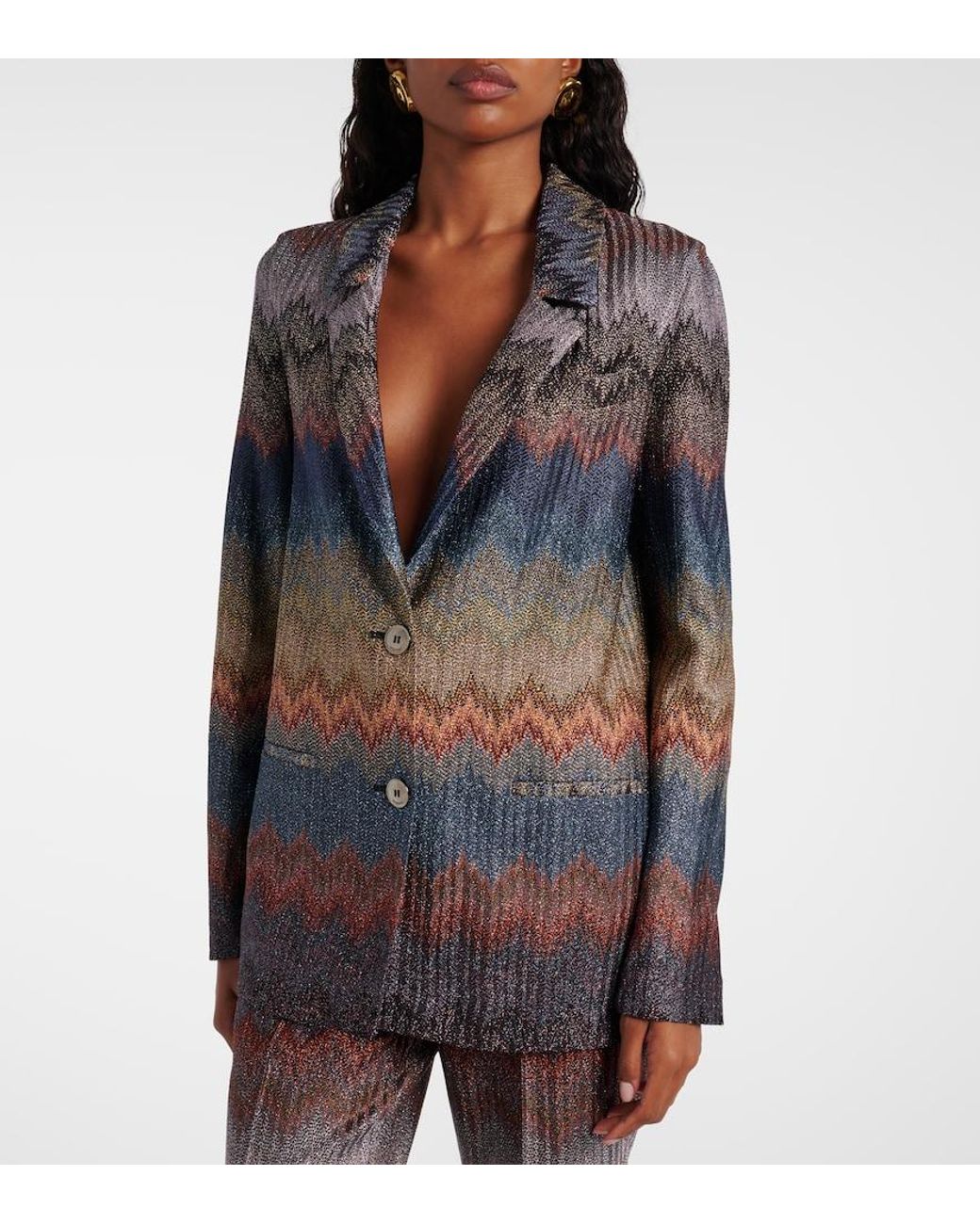 Missoni Blue Zigzag Lame Blazer