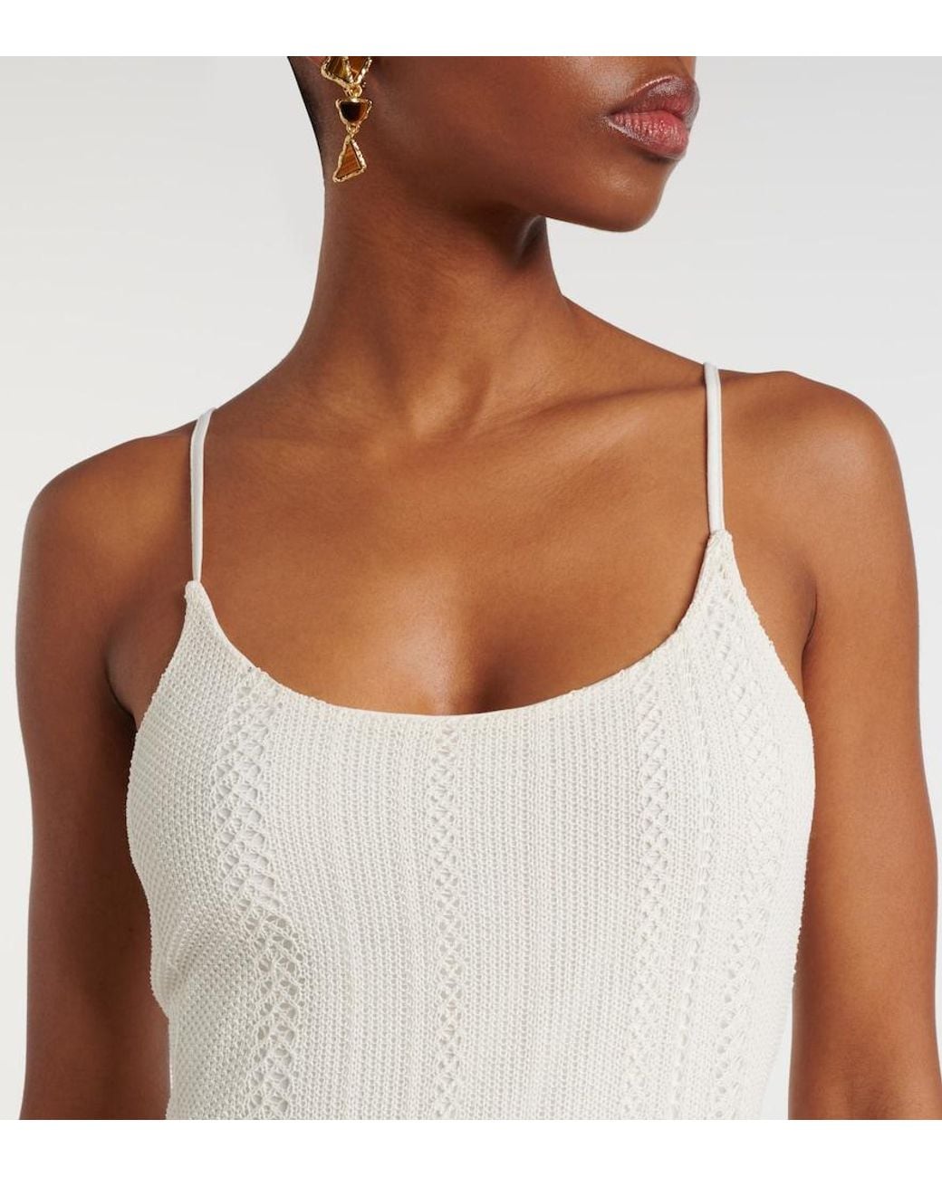 Faithfull The Brand White Treillis Crochet Cotton-Blend Midi Dress