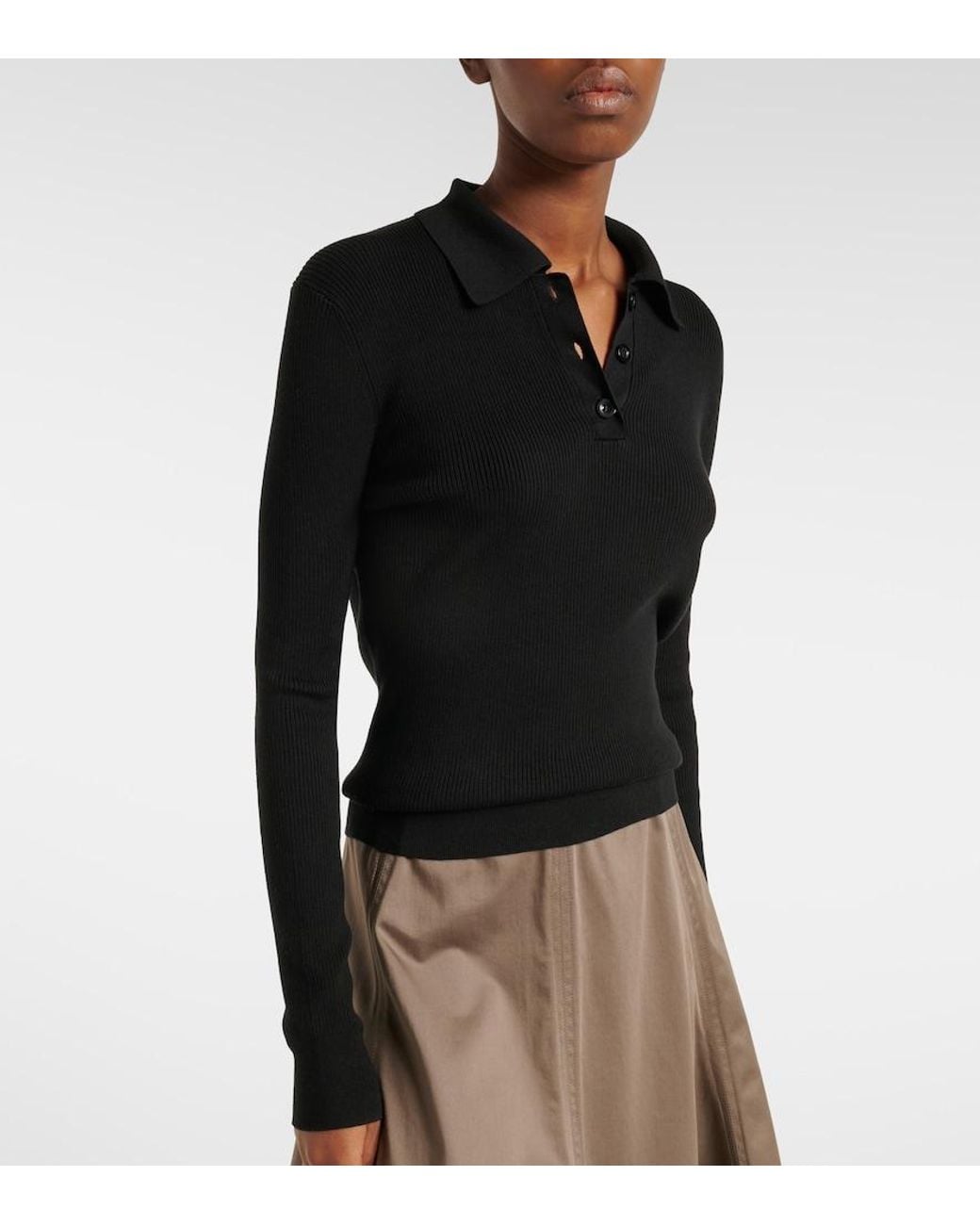 Polo Acanalado Rohe de color Black