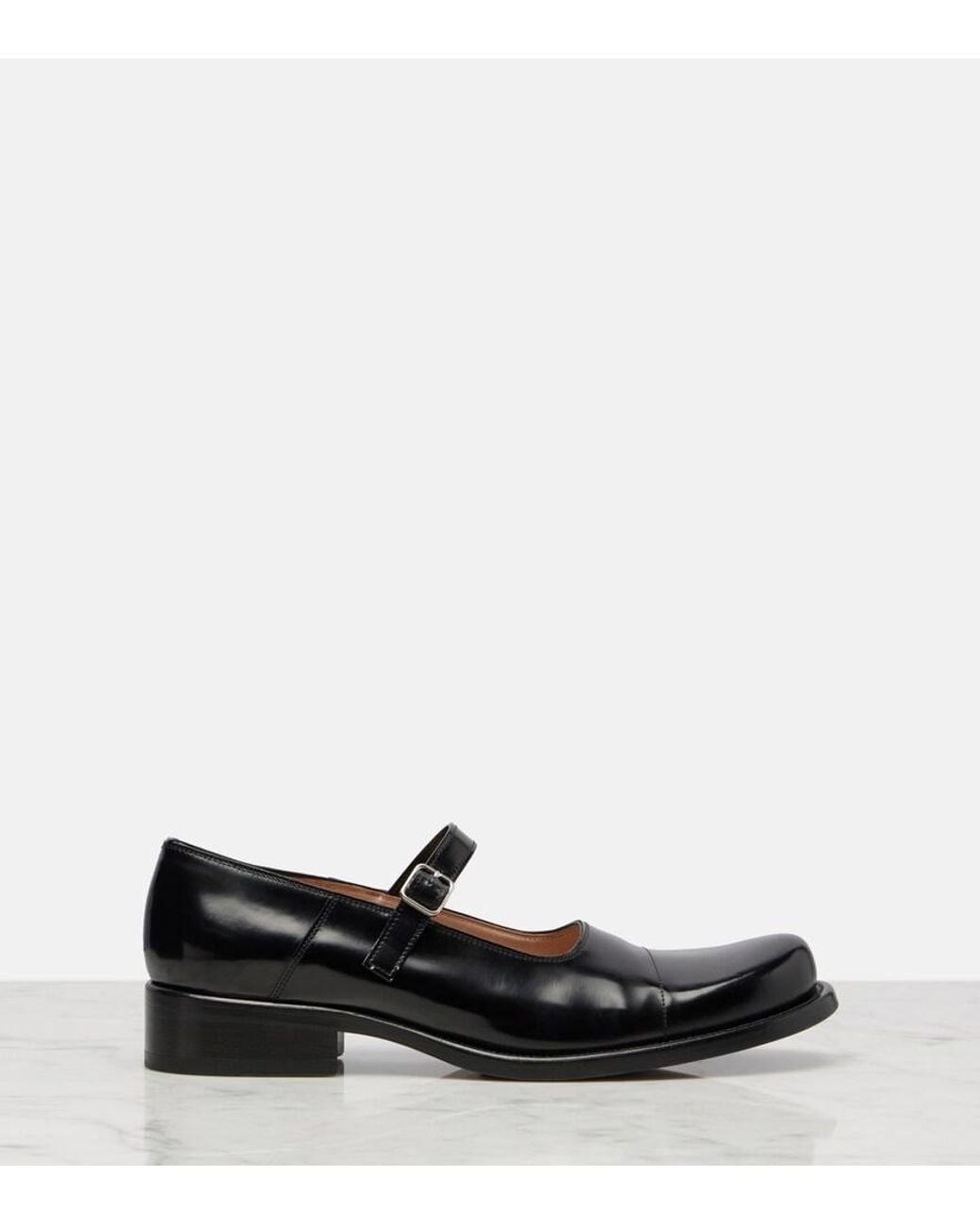 The Row Black Kai Leather Mary-Jane Shoes