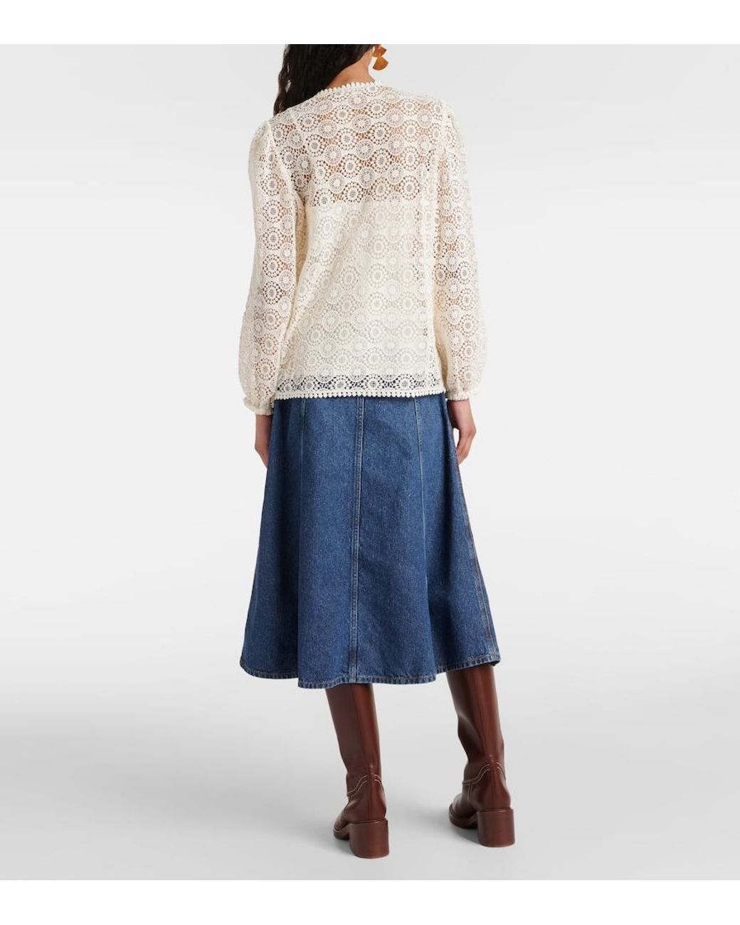 FRAME Natural Cotton Lace Blouse