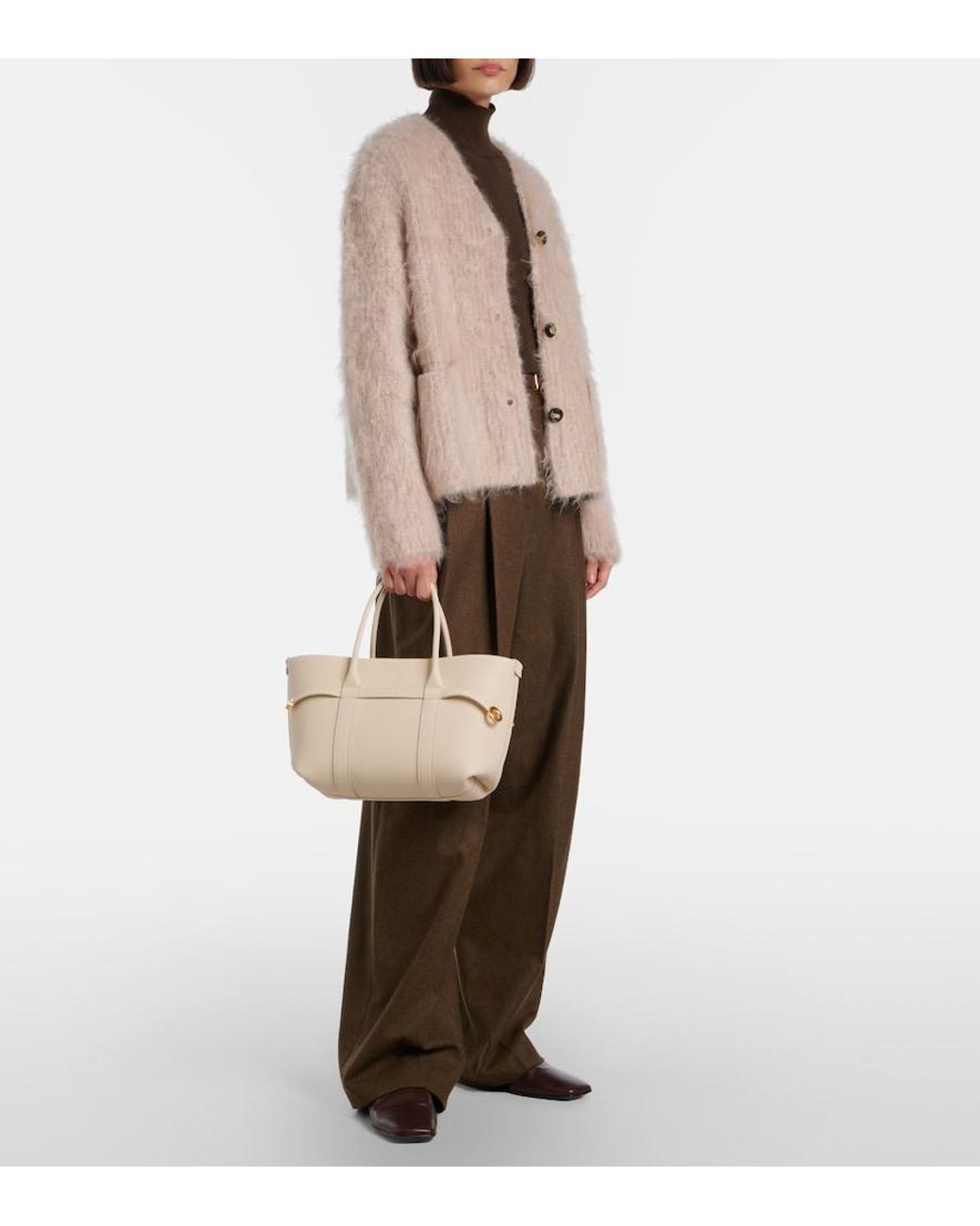 Loro Piana Natural Ghiera Small Leather Shopper