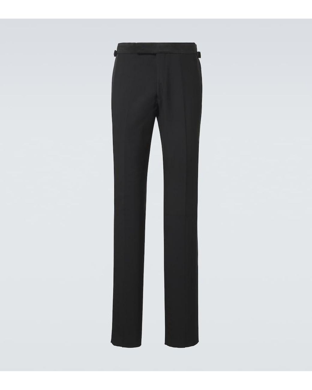 Tom Ford Black Wool Straight Pants for men