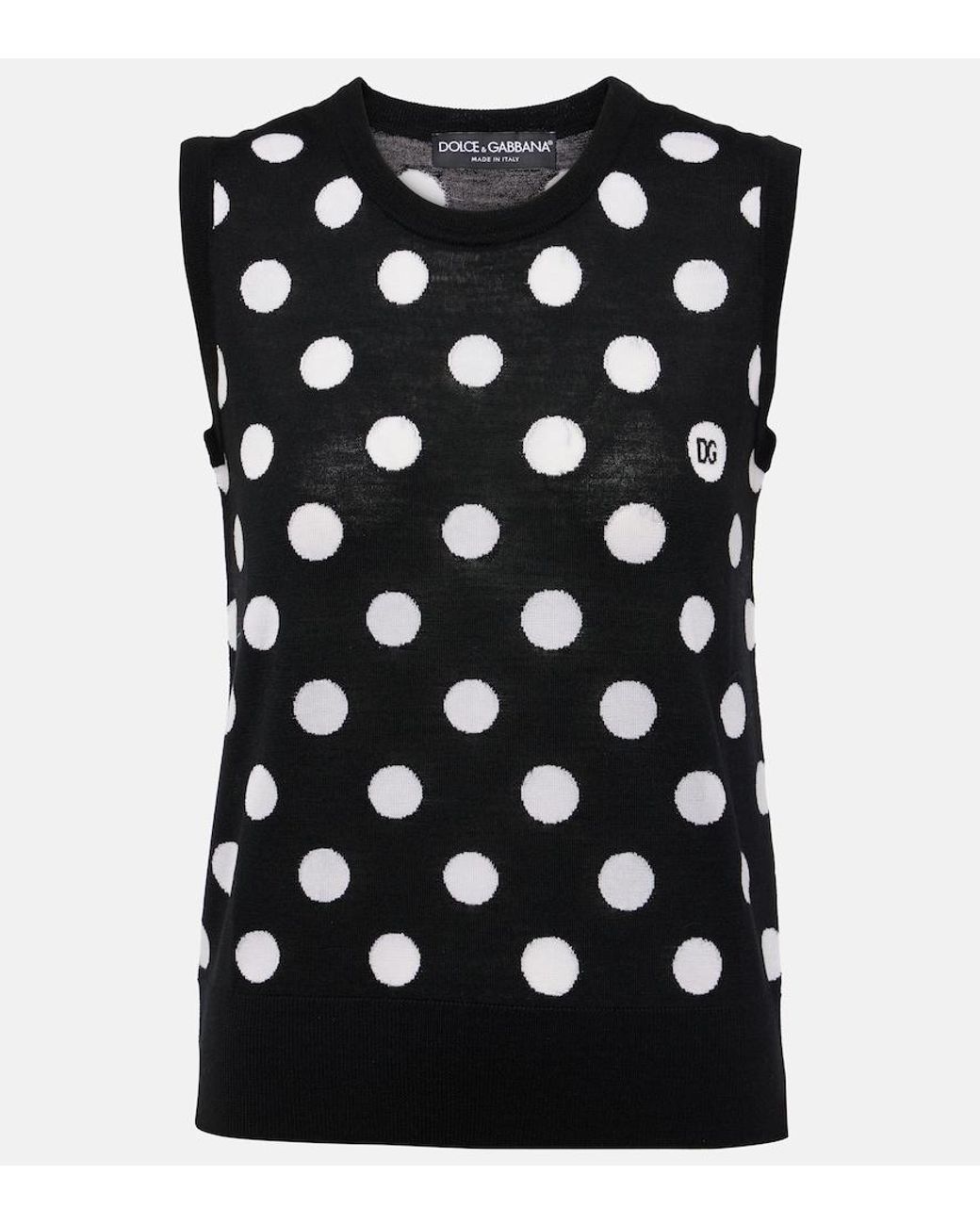 Dolce & Gabbana Black Polka Dot Tank Top