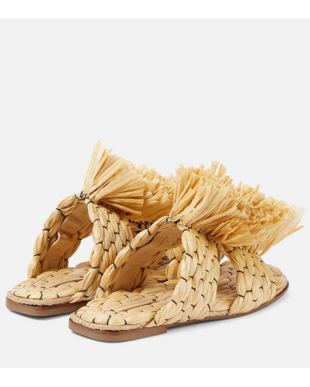 Dries Van Noten Metallic Raffia Espadrille Slides
