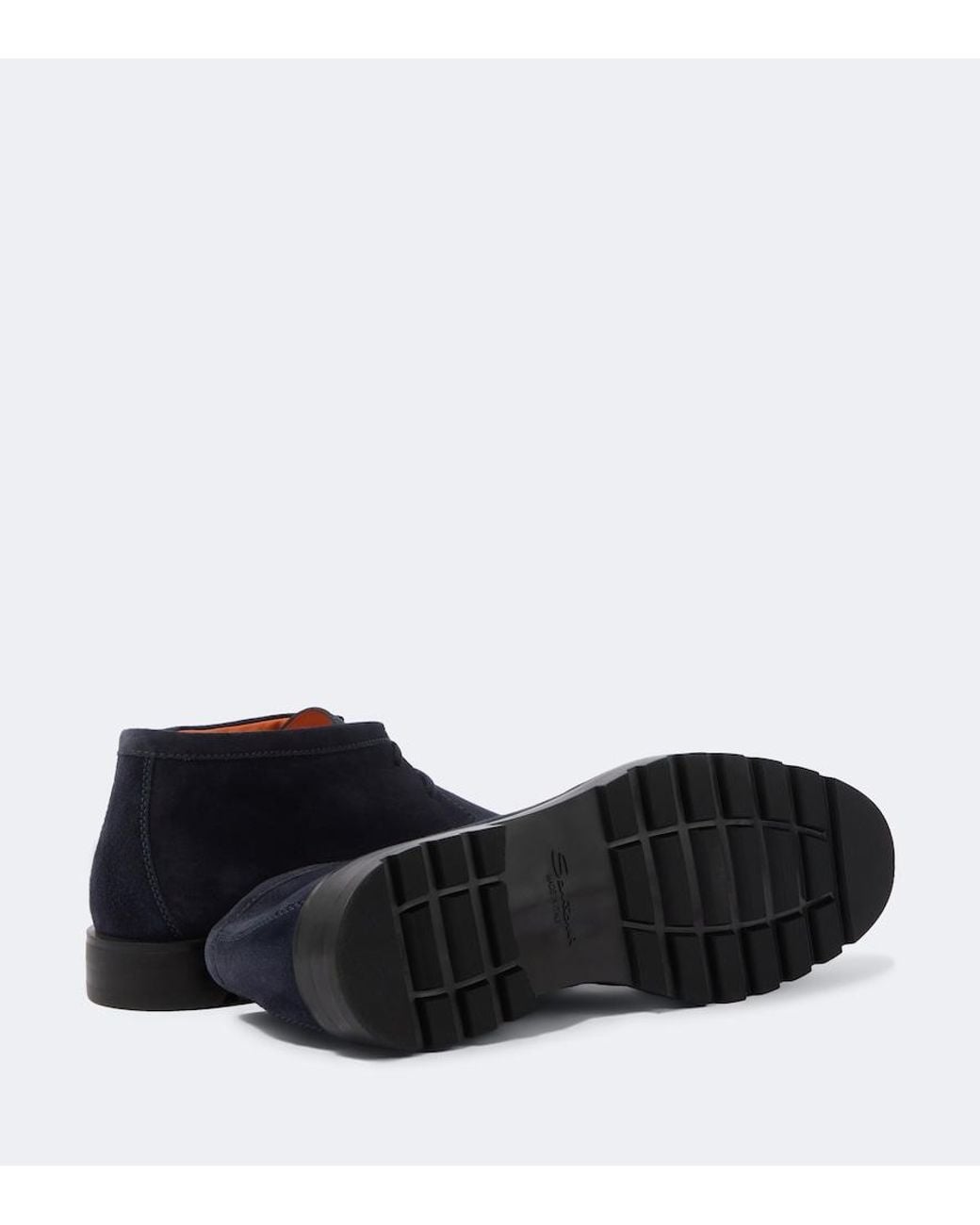 Santoni Blue Rock Wallabee Suede Boots for men